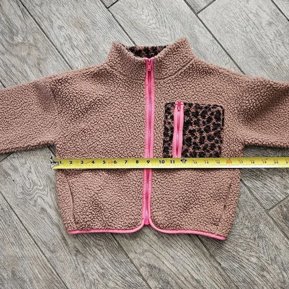 Old Navy Tan Fleece Jacket with Pink Trim Size S